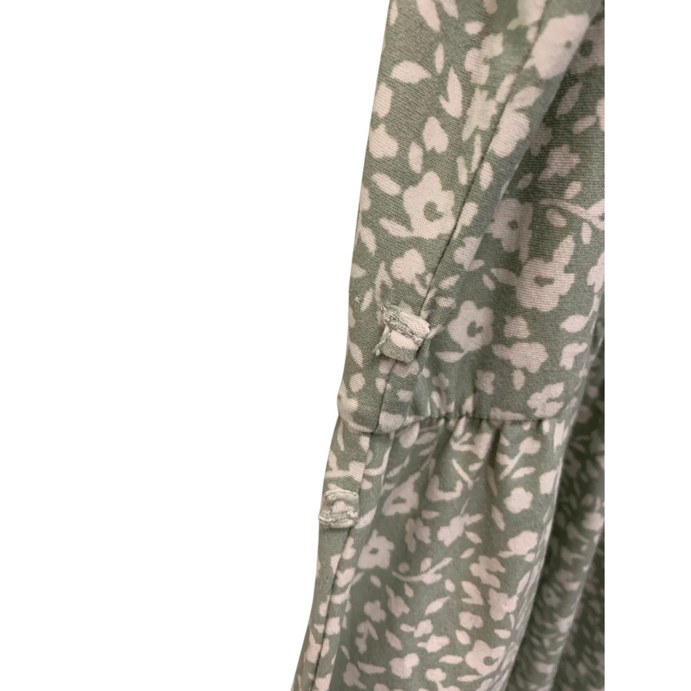 Sage Green Floral Babydoll Dress XXL 19 Puff Sleeve Cottagecore - Picture 6 of 10